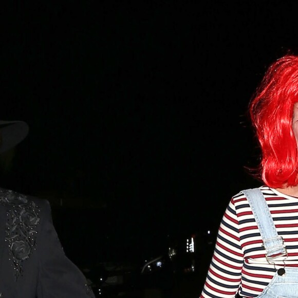 Johnny Hallyday et sa femme Laeticia Hallyday arrivent à la fête d'Halloween de Kate Hudson à Los Angeles, le 28 octobre 2016