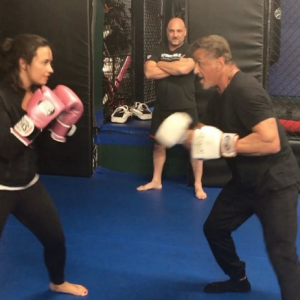 Demi Lovato affronte Sylvester Stallone lors d'un combat de boxe dont la vidéo a été publiée sur sa page Instagram, le 2 novembre 2016