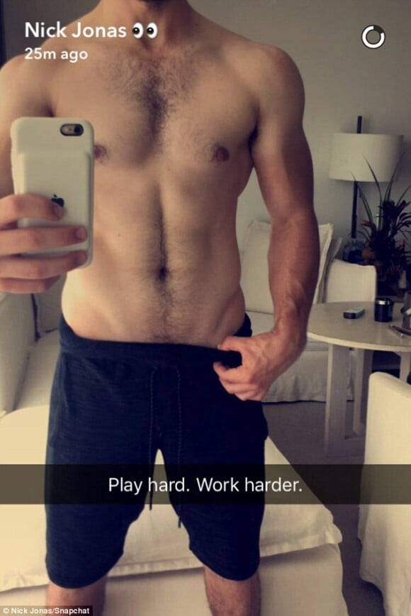 Nick Jonas et son selfie torse nu sur Snapchat le 3 novembre 2016.
