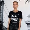 Hailey Baldwin et Joan Smalls au lancement de la nouvelle collection Karl Lagerfeld à Lord & Taylor à New York, le 18 octobre 2016