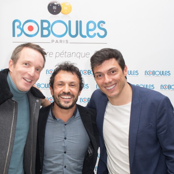 Exclusif - Stéphane Rotenberg, Willy Rovelli et Taïg Khris - Soirée de lancement de "Boboules, l'autre pétanque" à l'Hôtel Napoléon à Paris. Le 7 novembre 2016 © Philippe Doignon / Bestimage