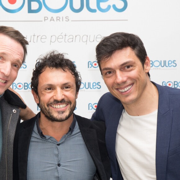 Exclusif - Stéphane Rotenberg, Willy Rovelli et Taïg Khris - Soirée de lancement de "Boboules, l'autre pétanque" à l'Hôtel Napoléon à Paris. Le 7 novembre 2016 © Philippe Doignon / Bestimage