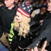 Madonna arrive avec son fils David au Washington Square Park pour un concert surprise à New York, le 3 novembre 2016