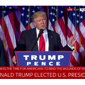 Donald Trump prononce son premier discours en tant que président des Etats-Unis à New York le mercredi 9 novembre.