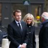Emmanuel Macron et sa femme Brigitte assistent aux obsèques de Henry Hermand en l'église Saint Sulpice à Paris le 10 novembre 2016. © Dominique Jacovides / Bestimage