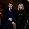 Emmanuel Macron et sa femme Brigitte à la sortie des obsèques de Henry Hermand en l'église Saint Sulpice à Paris le 10 novembre 2016. © Dominique Jacovides / Bestimage