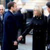 Emmanuel Macron et son épouse Brigitte à la sortie des obsèques de Henry Hermand en l'église Saint Sulpice à Paris le 10 novembre 2016. © Dominique Jacovides / Bestimage