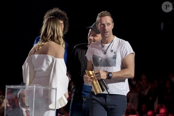 Chris Martin de Coldplay aux NRJ Music Awards 2016, le 12 novembre à Cannes.