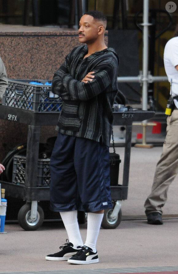 Will Smith et Joel Edgerton sur le tournage de 'Bright' à Los Angeles le 12 novembre 2016