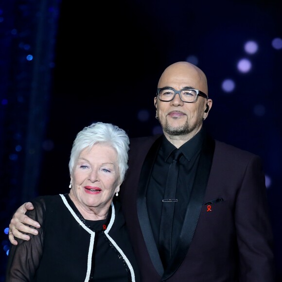 Exclusif  - Line Renaud, Pascal Obispo - Enregistrement de l'émission "Tous au Lido pour le Sidaction" à Paris, le 21 mars 2016.