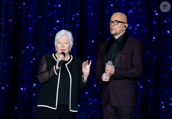 Exclusif - Line Renaud, Pascal Obispo - Enregistrement de l'émission "Tous au Lido pour le Sidaction" à Paris, le 21 mars 2016.