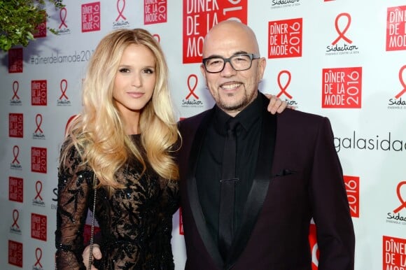 Pascal Obispo et sa femme Julie Hantson - Dîner de la mode 2016 pour le Sidaction au pavillon d'Armenonville à Paris, le 28 janvier 2016. © Rachid Bellak