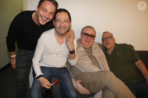 Exclusif - Laurent Artufel, Jean-Luc Romero-Michel, Michel Michel et Jacques (organisateur de la soirée La Nuit des Follivores / Crazyvores) - La Nuit des Follivores / Crazyvores au Bataclan à Paris, France, le 3 décembre 2016. © Baldini/Bestimage