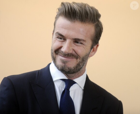 David Beckham, ambassadeur de l'UNICEF, soutient une oeuvre pour promouvoir la voix de l'enfant à l'ONU. New York le 24 septembre 2015.