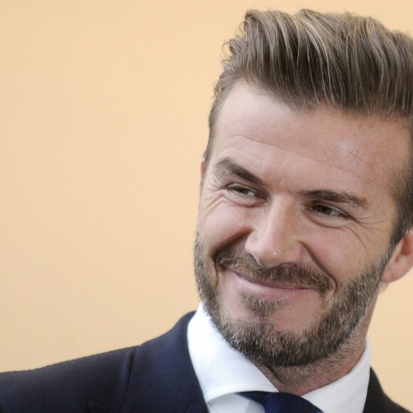 David Beckham, ambassadeur de l'UNICEF, soutient une oeuvre pour promouvoir la voix de l'enfant à l'ONU. New York le 24 septembre 2015.