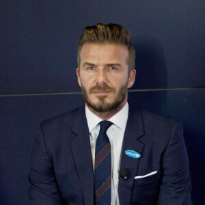 Depuis 10 ans, David Beckham est un ambassadeur itinérant de l'Unicef, avec pour mission spéciale de mettre plus particulièrement l'accent sur la promotion du programme UNICEF " Sports au service du développement ". Lors de la journée "Day of Change", le footballeur a exprimé ses souhaits pour les dix prochaines années au sein de l"Unicef. Londres, le 9 février 2015.