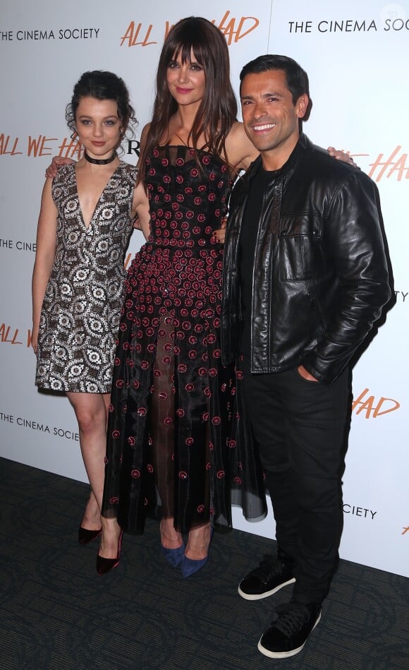 Katie Holmes, Mark Consuelos et Stefania Owen à la première de 'All We Had' au cinéma Landmark Sunshine à New York, le 6 décembre 2016