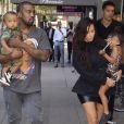 Kim Kardashian, son mari Kanye West et leurs enfants North et Saint West à New York, le 29 août 2016.