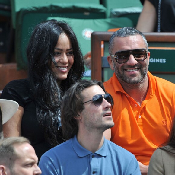 Amel Bent et Patrick Antonelli - Internationaux de France de tennis de Roland Garros à Paris, le 5 juin 2014.