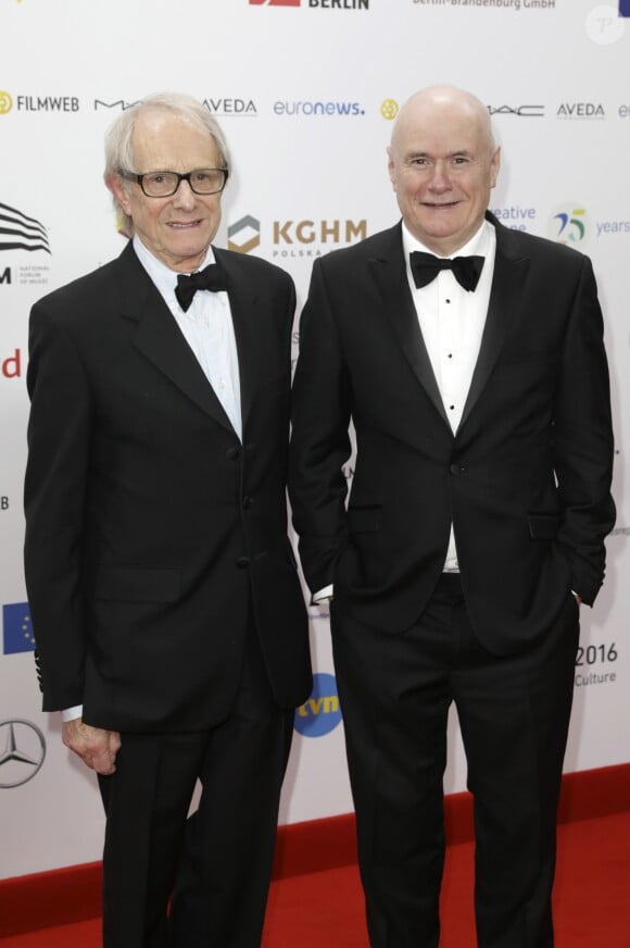 Ken Loach et Dave Johns - Photocall de la cérémonie de remise des prix "European Film Award (EFA) à Wroclaw (Pologne). Le 10 décembre 2016