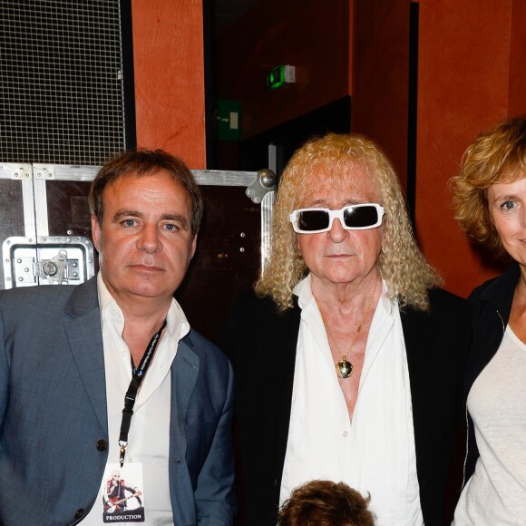 Michel Polnareff et son fils Louka, Anne Richard et son compagnon Fabien Lecoeuvre - Concert de Michel Polnareff à l'Olympia à Paris le 14 juillet 2016. © Coadic Guirec / Bestimage