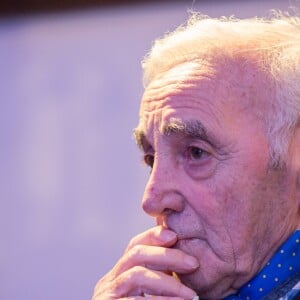 Charles Aznavour à la Cérémonie de remise du prix Nikos Gatsos 2016, attribué à Charles Aznavour à l'ambassade de Grèce à Paris le 19 décembre 2016. © Cyril Moreau/Bestimage