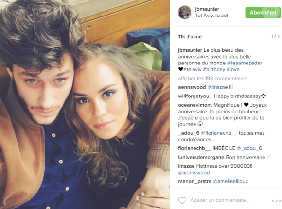 Jean-Baptiste Maunier, sa déclaration d'amour à sa compagne Léa Arnezeder sur Instagram, le 22 décembre 2016.