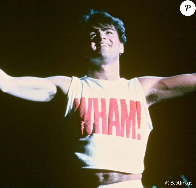 George Michael et Wham! en concert à Londres en 1985.