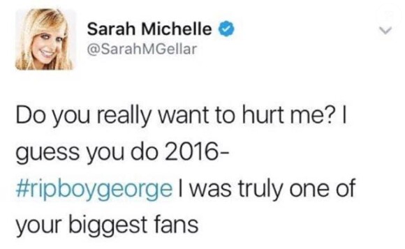 Les internautes ont fait une capture d'écran du tweet de Sarah Michelle Gellar.