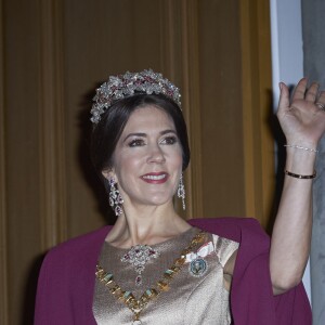 Le prince héritier Frederik et la princesse héritière Mary de Danemark au banquet du Nouvel An au palais Christian VII à Amalienborg, à Copenhague, le 1er janvier 2017.