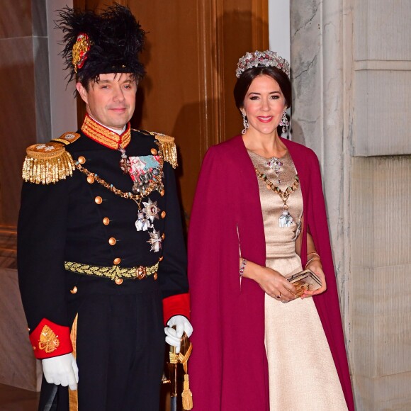 Le prince héritier Frederik et la princesse héritière Mary de Danemark au banquet du Nouvel An au palais Christian VII à Amalienborg, à Copenhague, le 1er janvier 2017.