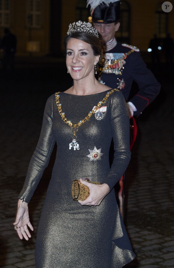 La princesse Marie de Danemark arrive au banquet du Nouvel An au palais Christian VII à Amalienborg, à Copenhague, le 1er janvier 2017.