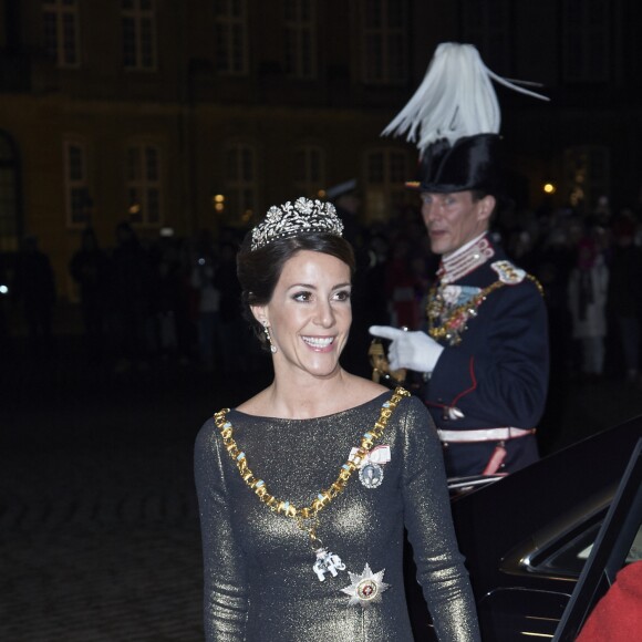 La princesse Marie de Danemark arrive au banquet du Nouvel An au palais Christian VII à Amalienborg, à Copenhague, le 1er janvier 2017.