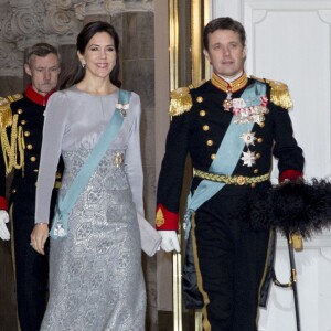 Le prince Frederik et la princesse Mary de Danemark secondaient la reine Margrethe II de Danemark lors de la réception du nouvel an pour le corps diplomatique, au palais de Christiansborg à Copenhague, le 3 janvier 2017.