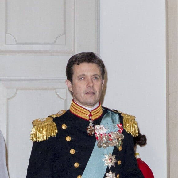 Le prince Frederik et la princesse Mary de Danemark secondaient la reine Margrethe II de Danemark lors de la réception du nouvel an pour le corps diplomatique, au palais de Christiansborg à Copenhague, le 3 janvier 2017.