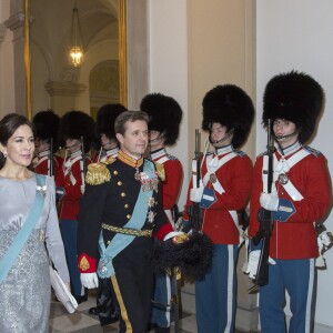 Le prince Frederik et la princesse Mary de Danemark secondaient la reine Margrethe II de Danemark lors de la réception du nouvel an pour le corps diplomatique, au palais de Christiansborg à Copenhague, le 3 janvier 2017.