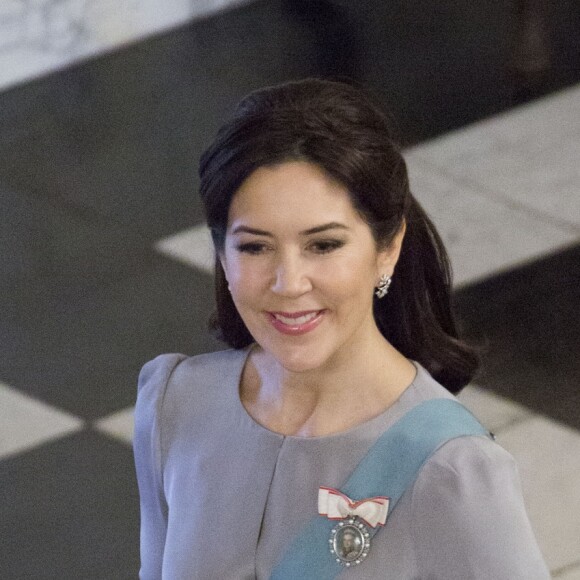 Le prince Frederik et la princesse Mary de Danemark secondaient la reine Margrethe II de Danemark lors de la réception du nouvel an pour le corps diplomatique, au palais de Christiansborg à Copenhague, le 3 janvier 2017.