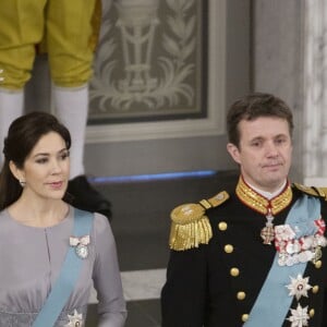 Le prince Frederik et la princesse Mary de Danemark secondaient la reine Margrethe II de Danemark lors de la réception du nouvel an pour le corps diplomatique, au palais de Christiansborg à Copenhague, le 3 janvier 2017.