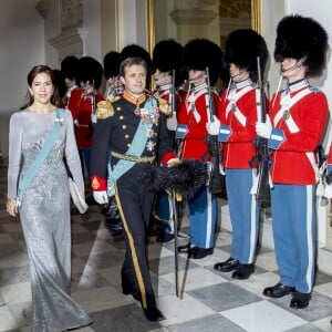 Le prince Frederik et la princesse Mary de Danemark secondaient la reine Margrethe II de Danemark lors de la réception du nouvel an pour le corps diplomatique, au palais de Christiansborg à Copenhague, le 3 janvier 2017.