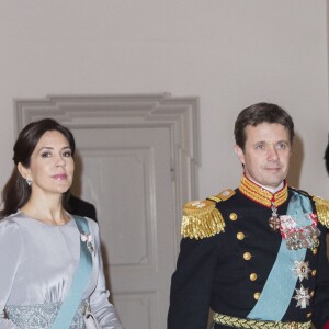 Le prince Frederik et la princesse Mary de Danemark secondaient la reine Margrethe II de Danemark lors de la réception du nouvel an pour le corps diplomatique, au palais de Christiansborg à Copenhague, le 3 janvier 2017.