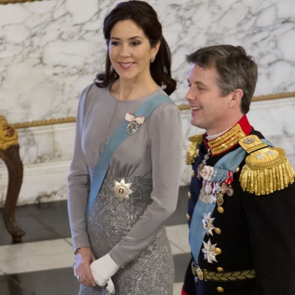 Le prince Frederik et la princesse Mary de Danemark secondaient la reine Margrethe II de Danemark lors de la réception du nouvel an pour le corps diplomatique, au palais de Christiansborg à Copenhague, le 3 janvier 2017.