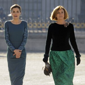 Maria Dolores de Cospedal et la reine Letizia d'Espagne - Parade Pâque militaire à Madrid. Le 6 janvier 2017