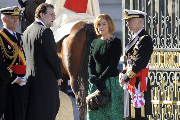 Mariano Rajoy et Maria Dolores de Cospedal et Mariano Rajoy lors de la parade de la Pâque militaire à Madrid le 6 janvier 2017