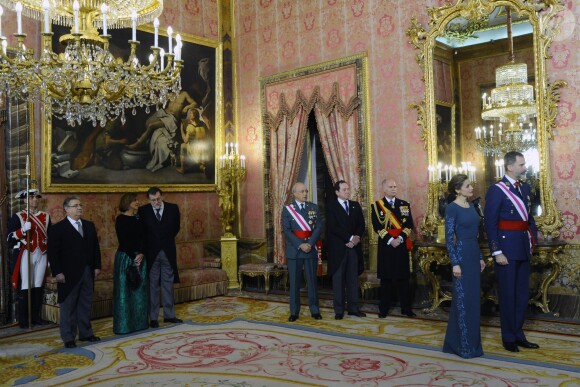 Maria Dolores de Cospedal et Mariano Rajoy, le roi Felipe VI et la reine Letizia d'Espagne - Parade Pâque militaire à Madrid. Le 6 janvier 2017