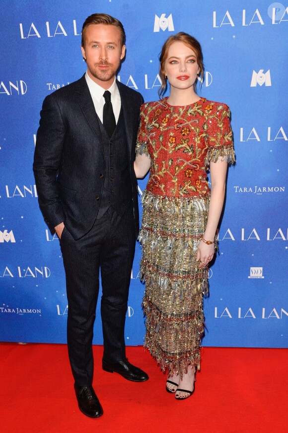 Ryan Gosling et Emma Stone - Avant-première du film "La La Land" au cinéma UGC Normandie à Paris, le 10 janvier 2017. © Coadic Guirec/Bestimage