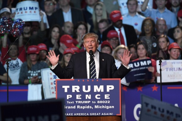 Le candidat républicain à l'élection présidentielle américaine, Donald Trump,en meeting à Grand Rapids dans le Michigan. Le 7 novembre 2016.