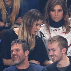Laury Thilleman, son compagnon Juan Arbelaez et Hervé Mathoux lors du match d'ouverture du Mondial de handball 2017, France-Brésil (31-16), à l'AccorHotels Arena à Paris le 11 janvier 2017. © Cyril Moreau/Bestimage