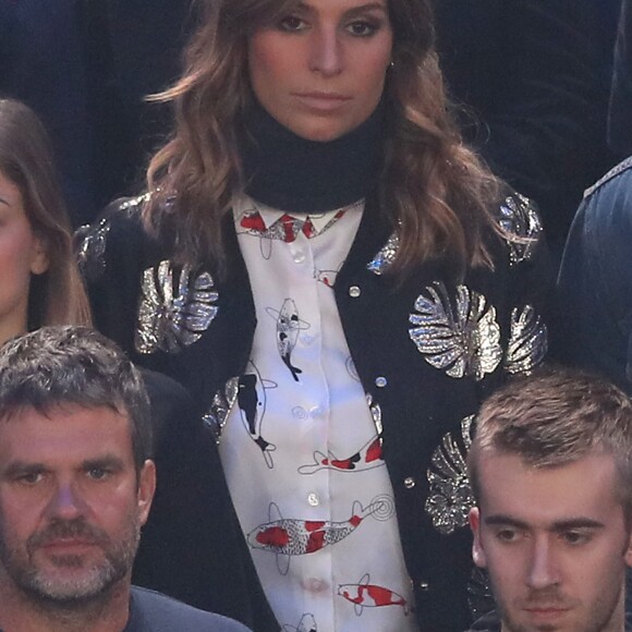Laury Thilleman et, devant elle, Hervé Mathoux lors du match d'ouverture du Mondial de handball 2017, France-Brésil (31-16), à l'AccorHotels Arena à Paris le 11 janvier 2017. © Cyril Moreau/Bestimage