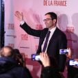 Benoît Hamon, ancien ministre de l'Education et candidat aux primaires de gauche, prononce un discours au siège de sa campagne sur la péniche Le Quai à Paris, le 22 janvier 2017, après avoir remporté le premier tour.
