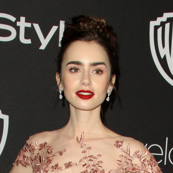 Lily Collins lors de l'after party InStyle & Warner Bros après les Golden Globes à Beverly Hills, le 8 janvier 2017. © AdMedia via ZUMA Wire/Bestimage